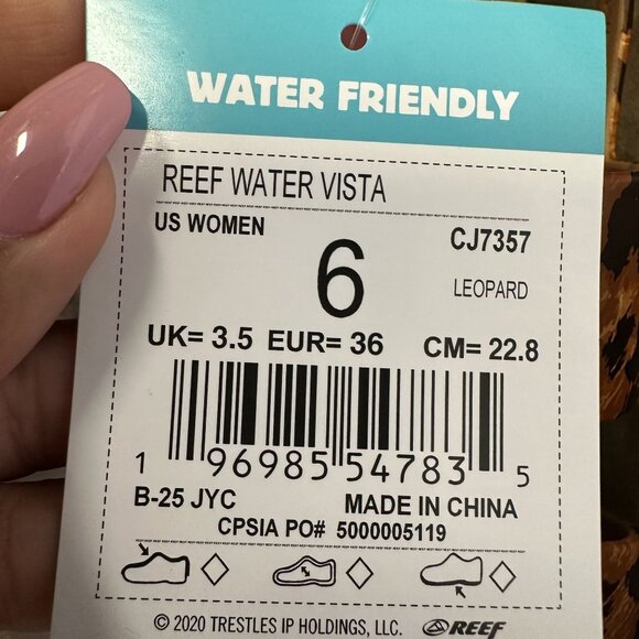 REEF Water Vista Women's size 6 Leopard Open Toe Sling Back Sandals - Picture 7 of 7